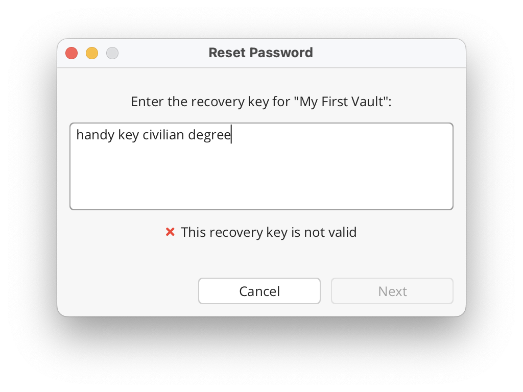 Autocompletion during recovery key entry