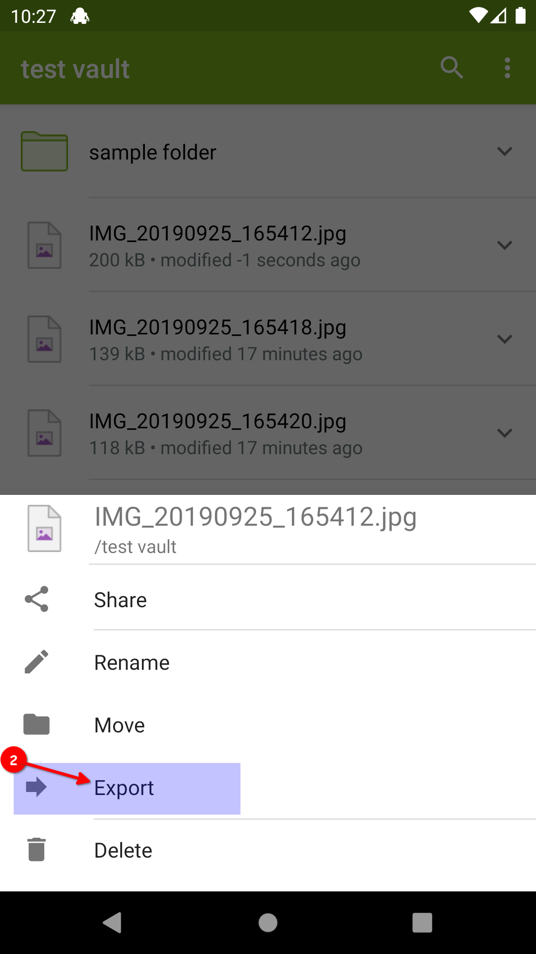 How to export a file or folder with Android