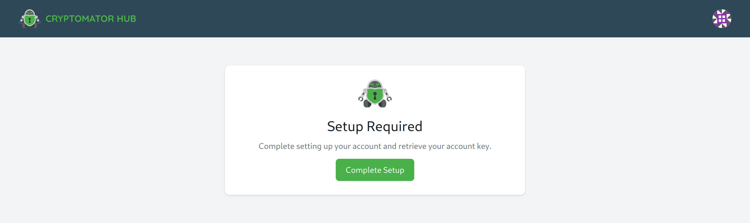 Hub requests to setup your user account