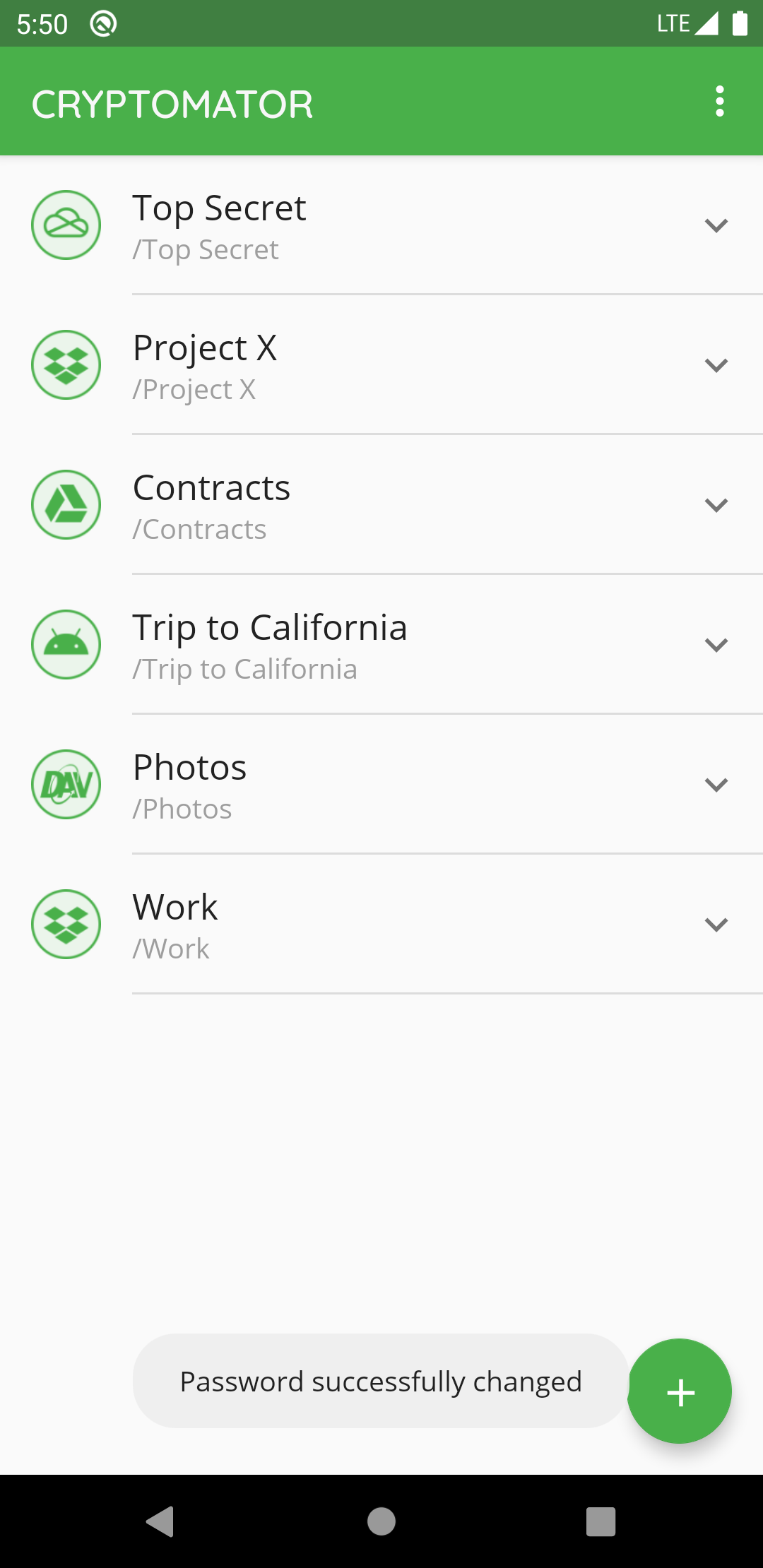 How to change a vault password with Android