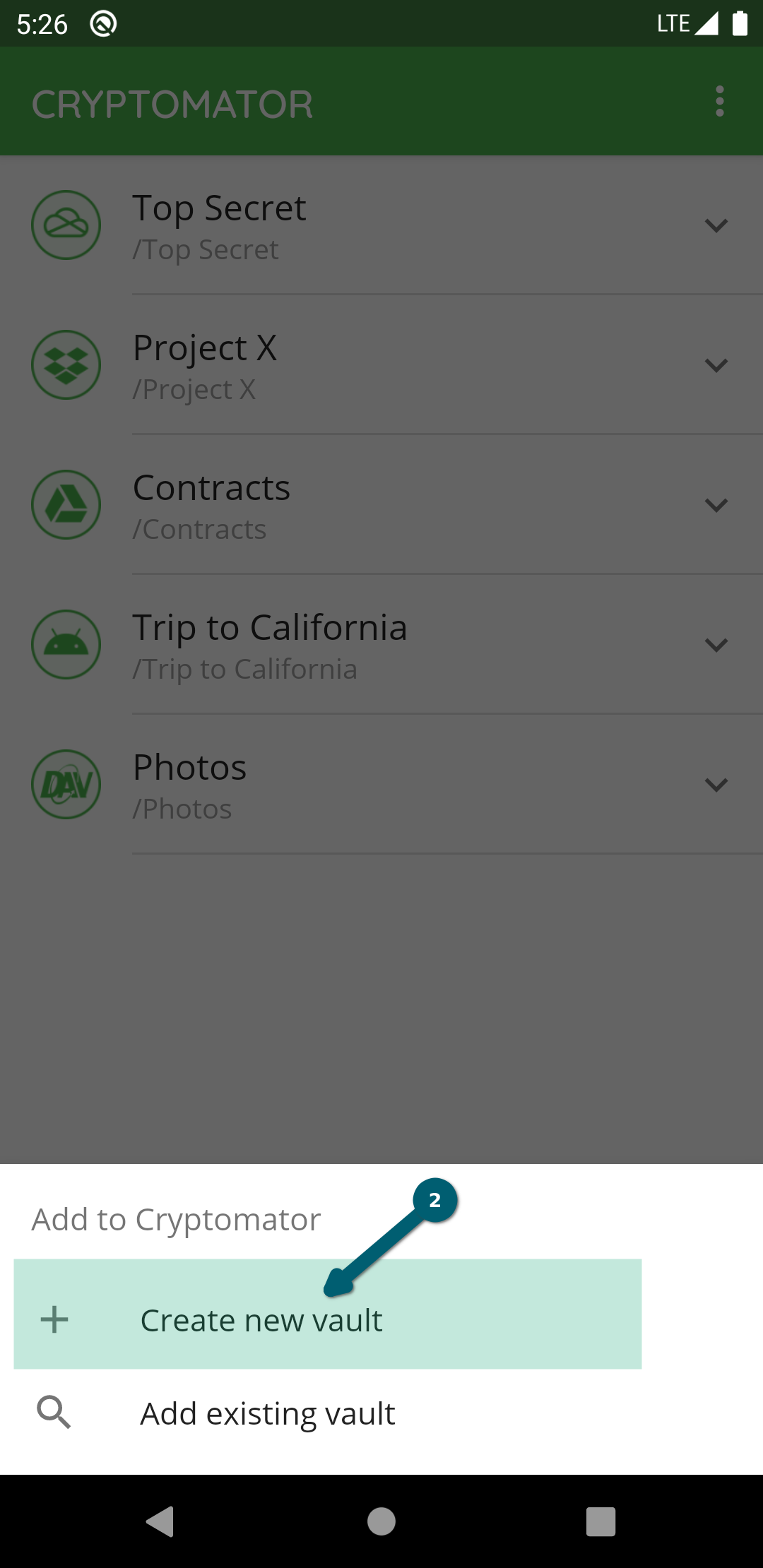 How to create a new vault with Android