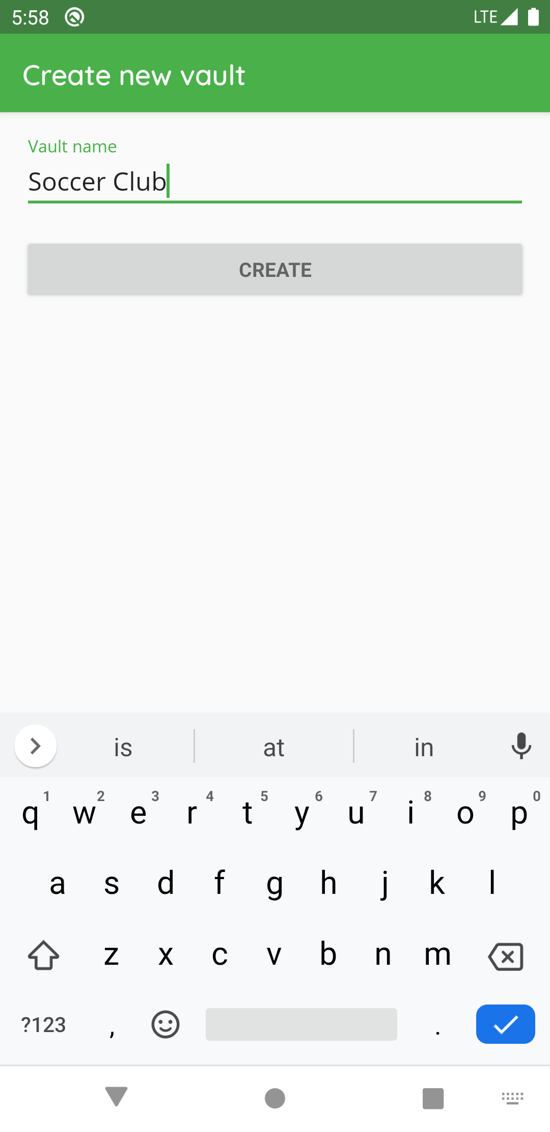 How to create a new vault with Android