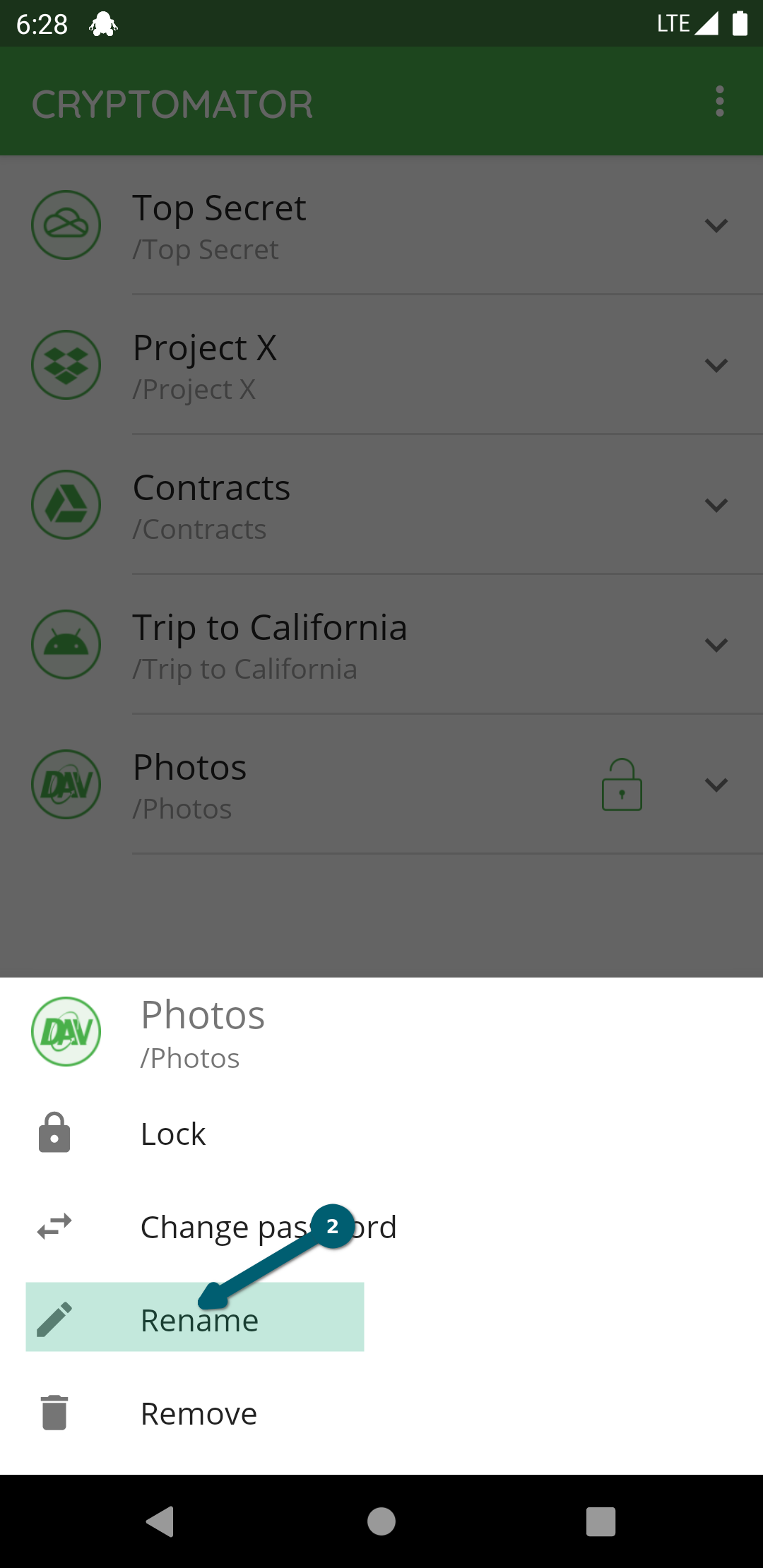 How to rename a vault with Android