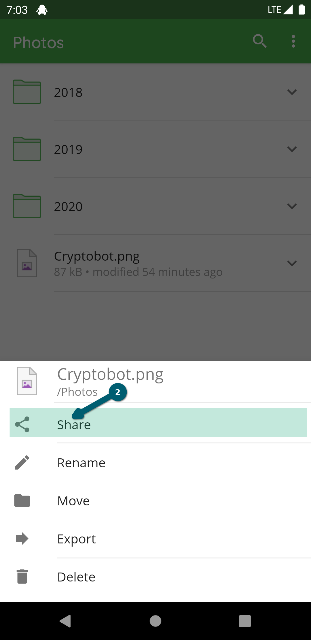 How share a file or folder with Android