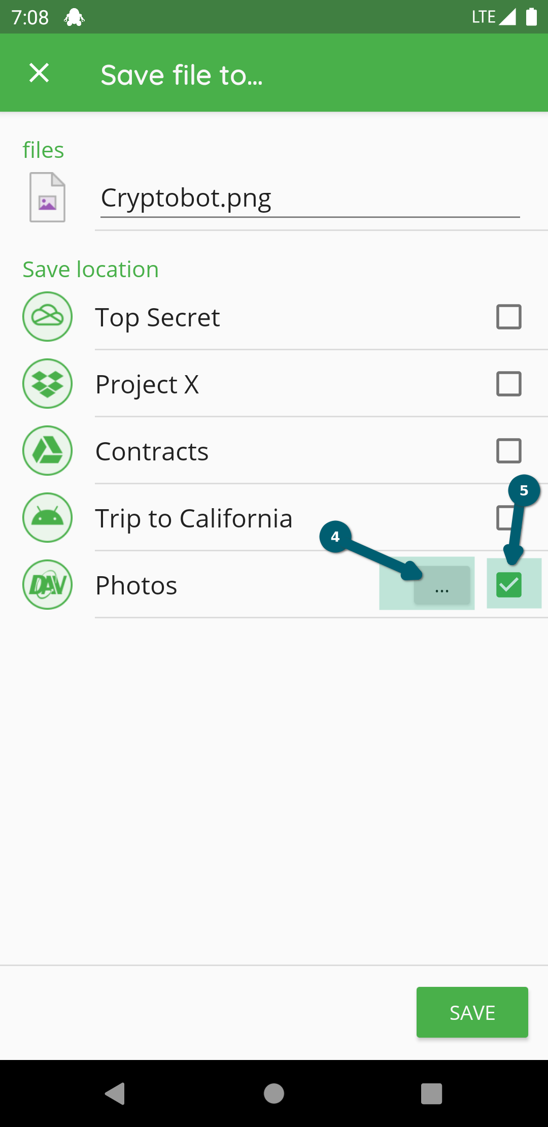 How to share a file or folder with Android