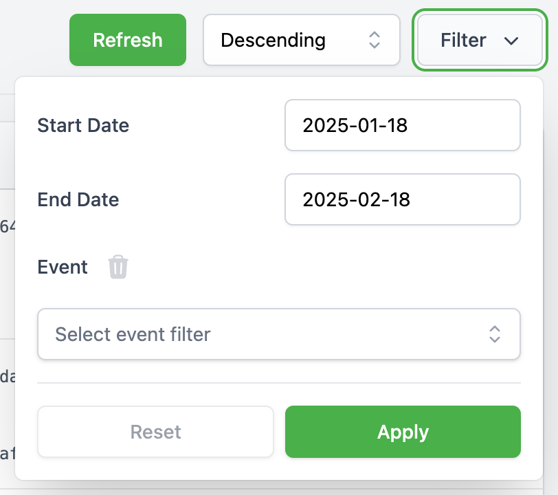 Audit Log Filtering Options