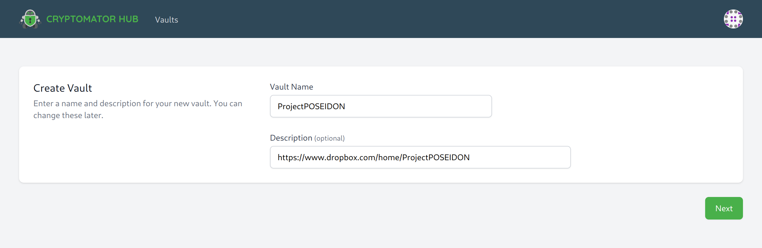 Create a vault