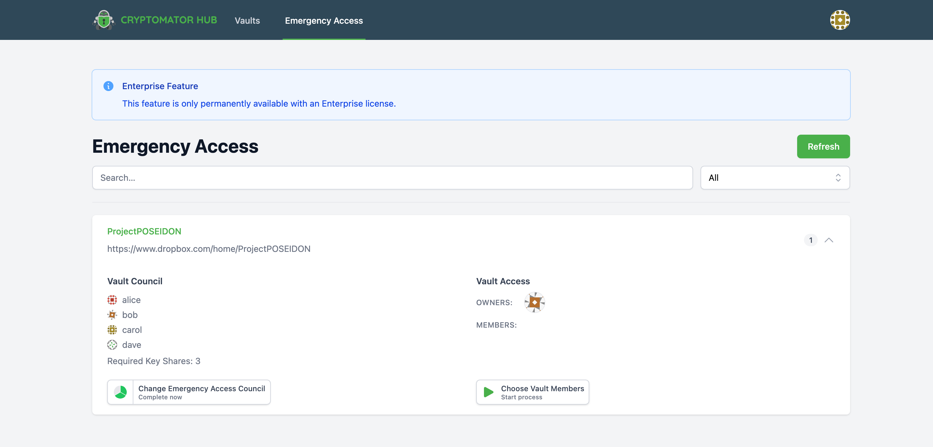 Emergency Access Vault List Complete Now