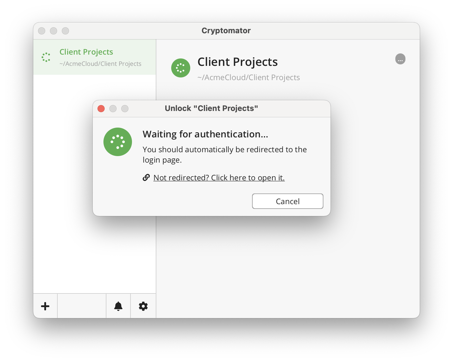 Click 'Unlock' to unlock a Hub vault with the Desktop app