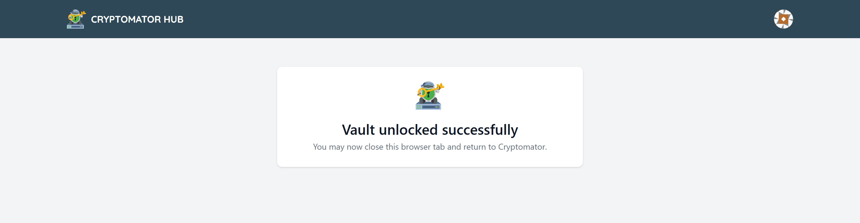 Hub shows unlock successful