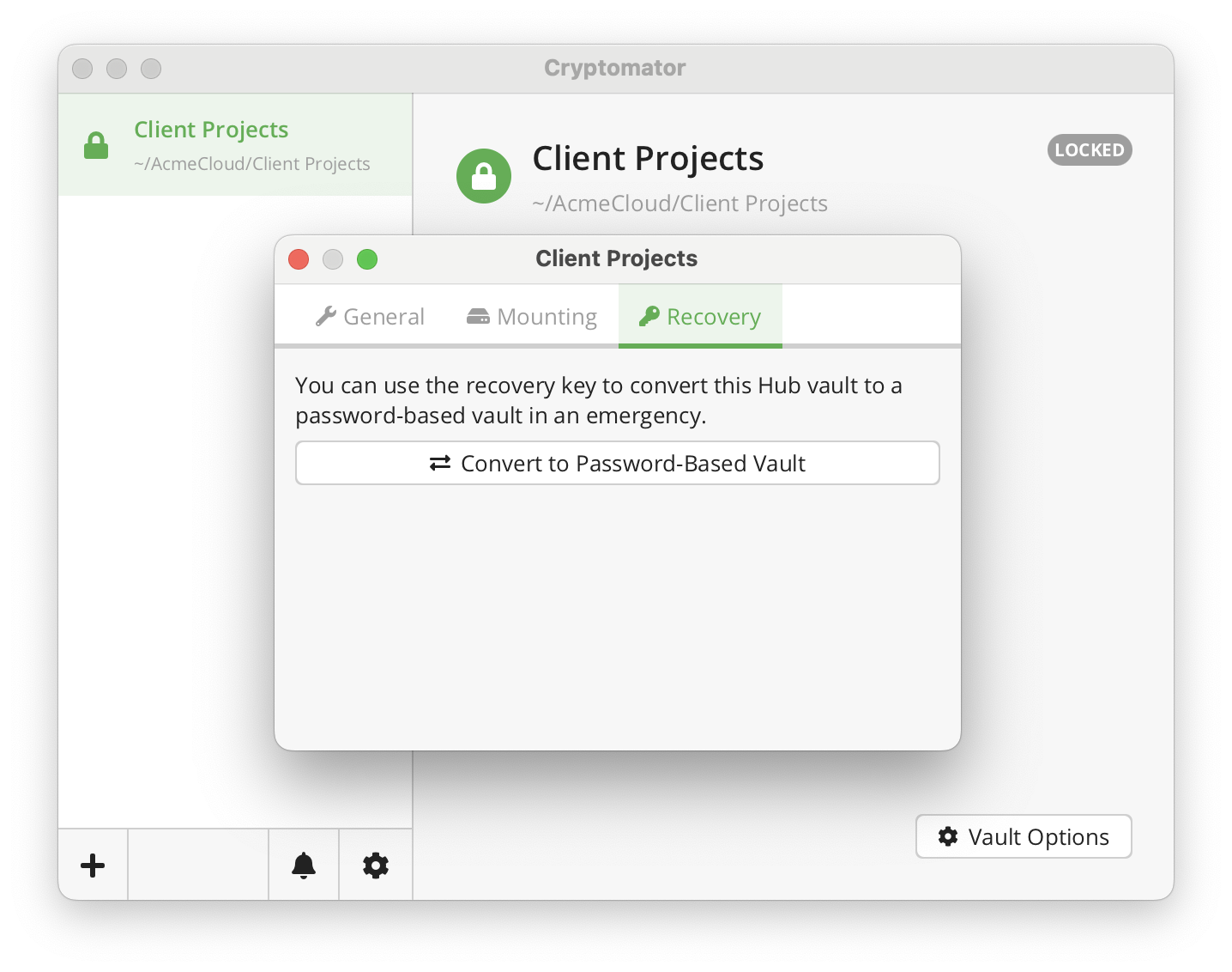 Vault recovery convert to Password-Based-Vault