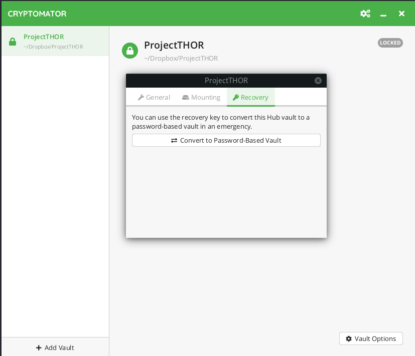 Vault recovery convert to Password-Based-Vault