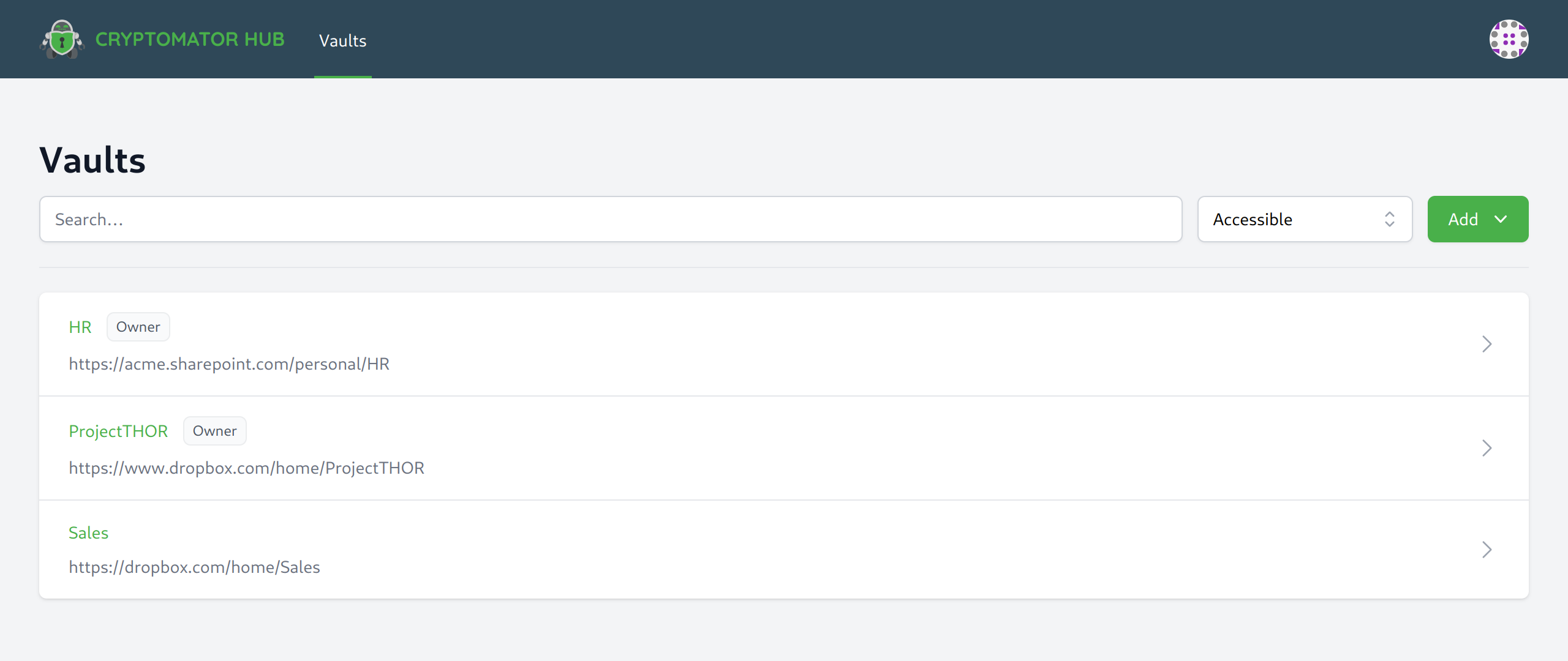 List vaults